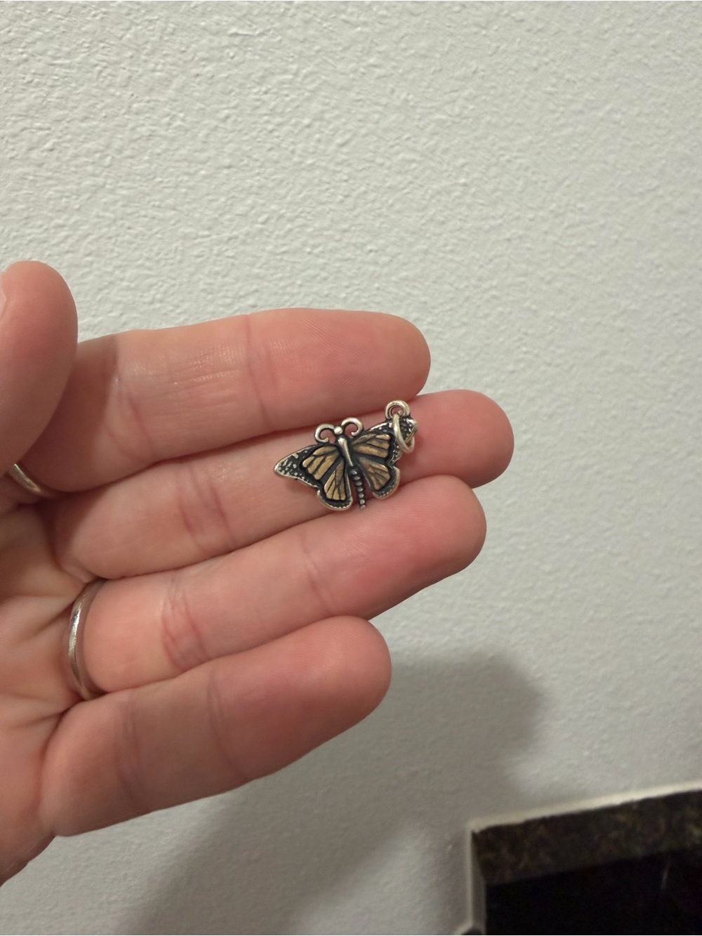 James Avery Butterfly Charm - Orange and Silver Tones